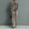 Conjunto de Malha de Manga Longa com Calça Wide Leg Feminino de Moda de Alta Qualidade Europeu e Americano Transfronteiriço Outono e Inverno 2025 Conjunto de Duas Peças