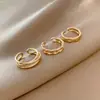 Juego de Tres Anillos para Mujer, Abiertos, Diseño de Nicho, Cruz Simple de Doble Capa, Anillos de Dedo Índice Modernos y Únicos