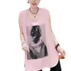 Chaleco Estampado con Retrato de Seda de Hielo Arrugado Talla Grande para Mujer Primavera y Verano 2025 Nuevo Suelto Estilizado Moda Sin Mangas para Mujer