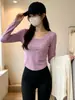 Camiseta de Manga Longa para Mulheres, Estilo Fino para Outono e Inverno, Peça de Baixo Irregular Ajustada, Top Sexy e Fashion, Camiseta Básica Hot Girl para Meninas Jovens