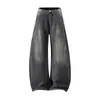 Jeans rectos vintage lavados estilo americano para hombre, corte limpio, marca de tendencia de otoño, pantalones casuales holgados para jóvenes con pierna curva