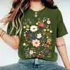 Camiseta de Manga Corta para Mujer DIY Exportación Europea y Americana Estampada Cuello Redondo Amazon Wish Transfronterizo