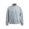 SANHOMME Moletom de meia-zip com gola alta estilo americano, listrado cinza, jaqueta masculina, top casual para primavera e outono 7081