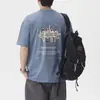 Camiseta Tendência Estilo Americano 2026 Bordada Lavagem Pesada Manga Curta para Homens, Verão Solta Gola Redonda Meia-Manga