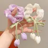Elástico de Cabelo Tulipa Estilo Coreano de Princesa, Scrunchie Floral, Corda de Cabelo Feminina, Faixa de Cabeça, Acessório de Cabelo Atmosférico, Elástico de Cabelo Infantil