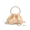 Bolso de cubo acrílico con lentejuelas transfronterizo nuevo con anillo metálico, bolso cruzado para mujer con cordón de cadena de lentejuelas