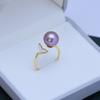 Anillo ajustable de plata S925 con perla de agua dulce de 9-10 mm, redondo, casi impecable, luz fuerte, venta al por mayor transfronteriza.