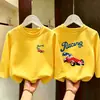Ropa Infantil Niños Tallas Mediana y Grande Camiseta de Manga Larga Niños Estilo Nuevo Principios de Otoño Algodón Puro Cuello Redondo Top Holgado Ropa de Otoño Capa Base
