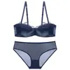 Conjunto de Lencería de Encaje Francés Sujetador Push-up Delgado Transpirable Sin Relleno Estilo Puro Deseo Sujetador de Lencería para Mujer