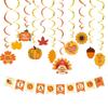 Adornos colgantes en espiral para fiestas de Acción de Gracias de otoño transfronterizas de Amazon. Banner temático para fiestas de Acción de Gracias de otoño.