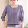 Tejido de punto de otoño para mujer de mediana edad, nuevo estilo 2026, top de manga larga básico para primavera y otoño, blusa de corte holgado