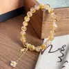 Pulsera de Citrino Amarillo Natural, Pulsera de Cristal Amarillo Torre, Diseño Atractor de Riqueza, Estilo Chino Nuevo Lirio del Valle Joyería de Alta Gama al por Mayor