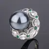 Nuevo Anillo de Moda Retro para Mujer Huabi Jewelry Chapado en Oro Cobre Perla 2023 16mm