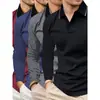 2025 Camisa Polo Masculina de Manga Longa Europeia e Americana Primavera e Outono Nova Estampa 3D Casual de Negócios Camisa Polo com Botão