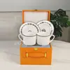 Suministro Directo de Fábrica H Marca Taza y Platillo para Café Set Estuche de Cuero Set Europeo para el Té de la Tarde Lujo Ligero Taza y Platillo Dobles Regalo de Boda