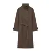 Ropa de Mujer Transfronteriza 2026 Moda Europea y Americana Holgada Solapa Oblicua Botones Cinturón de Corbata Cuello Alto Abrigo de Lana Mujer E5260678