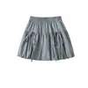 Falda Elegante Corta de Encaje Estilo Coreano Estilo Ballet con Cordones y Lazo Adelgazante para Mujer, Nueva Falda Plisada de Línea A de Cintura Alta de Verano