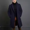 Novo Casaco de Lã Masculino para Comércio Exterior, Estilo Coreano, Cor Sólida, Casual, Comprimento Médio, Gabardine de Botão Único