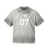 Yidao Vintage 2026 Verano Nuevo Retro Americano Teñido Sucio Estampado Diseño Patchwork Cuello Redondo Corte Holgado Unisex Camiseta de Manga Corta