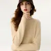 Nueva camiseta base de punto de cachemira para otoño e invierno, moderna, suave, cómoda, engrosada, cálida, color liso, estilo coreano, manga larga para mujer