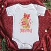 Comercio exterior Venta caliente de Navidad Mi 1ª Navidad mameluco de algodón para bebé mono blanco de manga corta