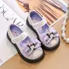 Zapatos de Cuero de Princesa de Dibujos Animados para Niñas de 6 a 12 Años Lolita con Lazo Suela Suave Zapatos de Cuero Zapatos Individuales para Niños Estilo Otoño Mary Janes