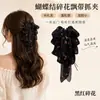 2026 Novo Presilha de Garra Elegante com Laço de Fita Floral para Mulheres Penteado Semi-Preso Presilha para Parte de Trás da Cabeça Acessórios de Cabelo de Verão