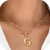 Amazon Transfronterizo Moda Cadena de Grapas de Papel Gruesa Personalizada Collar con Colgante de 26 Letras Elegante Nuevo Estilo 2024