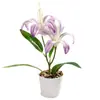 Lirio de Fuego de Dos Cabezas Pequeño Bonsái Flor Artificial para Sala de Estar, Estudio, Escritorio de Oficina Planta Adorno