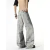 Jeans Retro Americano Desgastado con Salpicaduras y Estampado de Serpiente para Hombre Marca de Moda Pantalones de Calle Elegantes Pantalones Largos Acampanados Versátiles para Pareja
