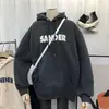 3264 suéter feminino com forro de lã oficial e preço real, novo casaco solto com estampa de letras da moda coreana, outono e inverno 2020