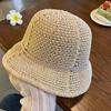 Sombrero de Paja Protector Solar de Verano para Mujer Corea del Sur Ciber Celebrado Exterior Calado Transpirable Color Mezclado Sombrero Cubo Vacaciones en la Playa Sombrero de Pescador