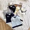 Diseño de Botón Chica Picante Color de Contraste Top Falso de Dos Piezas para Mujer con Copas Push-Up Espalda Hermosa con Tirantes Ropa de Abrigo Chaleco de Algodón Puro
