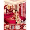 Decoração de Personagem Dupla Felicidade em Placa Kt para Parede de Cabeceira do Quarto da Noiva, Montagem de Ambiente para Quarto de Casamento, Conjunto de Casamento, Decorações de Casamento