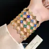 Pulsera de Flor de Trébol con Incrustaciones de Diamantes Transfronteriza, Simple y a la Moda, Pulsera de Lujo Ligero Estilo Europeo y Americano, Joyería de Alta Gama de Nicho