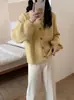 Cárdigan abotonado de estilo coreano, simple, retro, con borde enrollado para mujer, holgado y casual, chaqueta de punto versátil con manga raglán para otoño e invierno