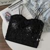 Colete de lantejoulas sem marca Cinto Almofada de peito Decote V Bela base traseira Cinta interna Lingerie Cinto Colete feminino