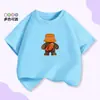 Camisetas de Algodão Puro Casuais com Gola Redonda e Manga Curta, Estilo Coreano de Desenho Animado, Tops Soltos para Crianças de Meia-Idade e Mais Velhas, Moda de Verão para Família