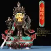 Nepal Artesanal Guanyin de Quatro Braços Turquesa Incrustada Mãe-de-Pérola Verde Adoração Doméstica Amitabha III Coleção de Buda