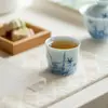 Taza Maestra de Cerámica Azul Pintada a Mano con Bambú Estilo Dinastías Tang y Song, Juego de Té Kung Fu, Taza de Té de Bambú para el Hogar, Taza de Degustación de Té