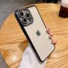 Funda para iPhone 17 con Borde Electroplateado y Brillo, Transparente con Pedrería, Adecuada para Apple 18 Max, Suave, 16 Pro, Cubierta Protectora