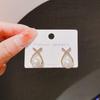 S925 agulha de prata estilo coreano cruz diamante pérola brincos simples pequenos elegantes brincos doces todos os jogos brincos atacado