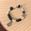 Nueva Colección de Pulseras Chinas ~ Pulsera de Cerámica con Cuentas Estilo Étnico Estilo Zen Estilo Nacional Pulsera Elástica con Colgante para Mujer