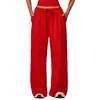 Pantalones largos de forro polar cepillado transfronterizos, pantalones casuales holgados de pierna ancha para mujer, pantalones largos elásticos con cordón para deportes al aire libre y fitness al por mayor