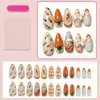 Comercio Exterior Transfronterizo 24 Piezas Dibujos Animados Lindo Zanahoria y Conejo Blanco Dulce Arte de Uñas Portátil Pegatinas de Uñas Postizas