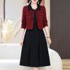 Vestido chaleco de dos piezas estilo Chanel para mamá de mediana edad, nuevo para otoño, adelgazante, traje falda francés que reduce la edad para mujer