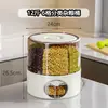 Balde para Armazenamento de Grãos, Grau Alimentício, Rotativo, Selado, à Prova de Insetos, à Prova de Umidade, Recipiente Compartimentado para Arroz Doméstico, Pote para Armazenamento de Grãos