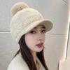 Gorra de Béisbol de Terciopelo de Piel de Conejo para Otoño e Invierno Coreana para Mujer Estilo Coreano Textura Lentejuelas Bola de Pelo Gorro Tejido Gorro Cálido de Moda