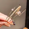 Pulseira Aberta Exquisita de Folha de Cristal Coreana Casual Simples Moda Versátil Design de Nicho Joia de Mão para Mulheres