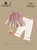 Ropa Infantil de Fruta Melocotón 2026 Verano Nuevo Estilo Conjunto de Tirantes para Niñas Atuendo Dulce de Verano Conjunto de Dos Piezas para Bebés y Niños Pequeños